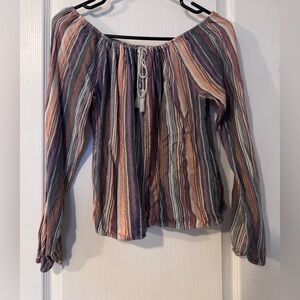 Hollister Multicolor Striped Off-Shoulder Blouse